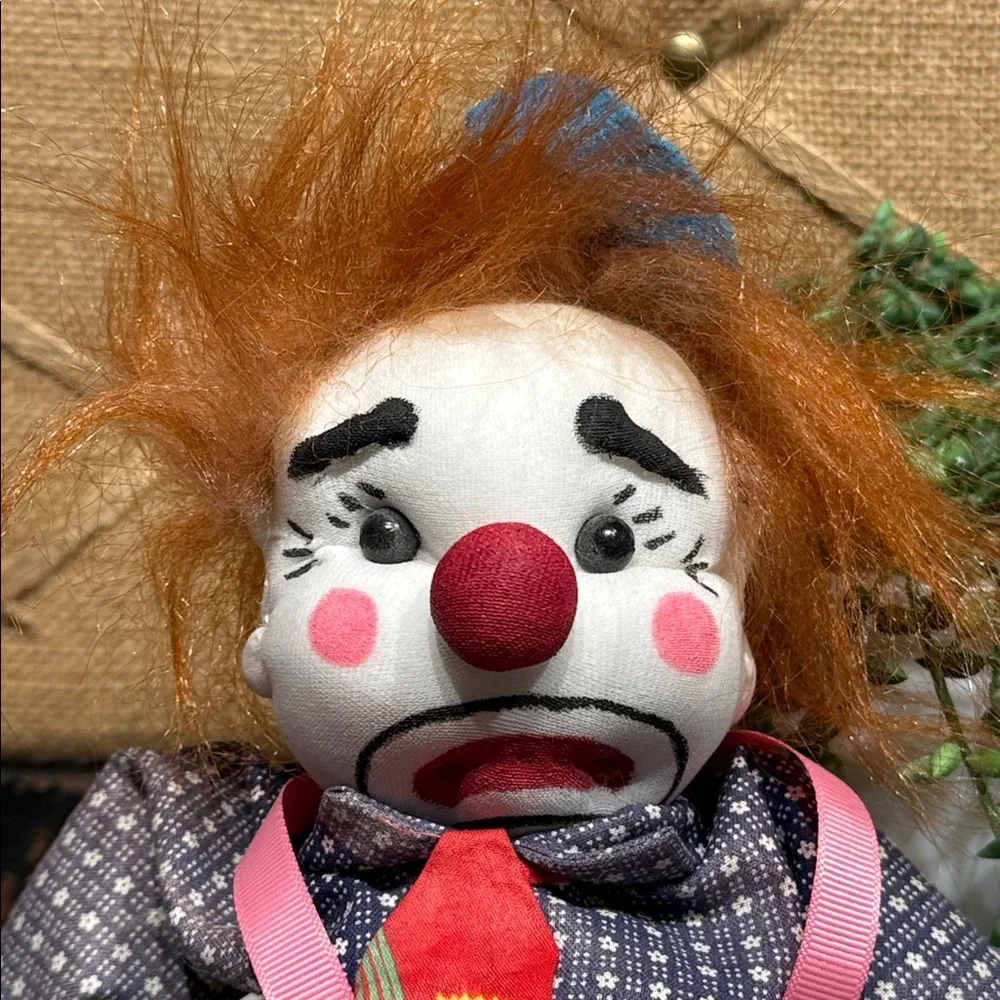 Vintage Clown Doll with Striped Pants
